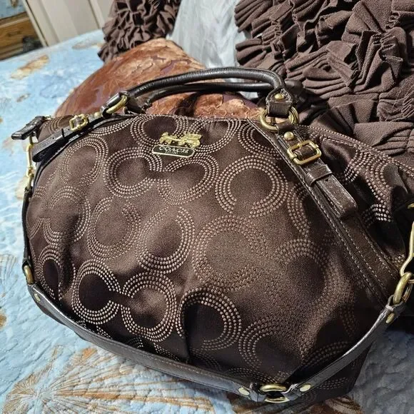 Coach Madison Dotted Op Art Large Sophia Satchel Style - Picture 3 of 7